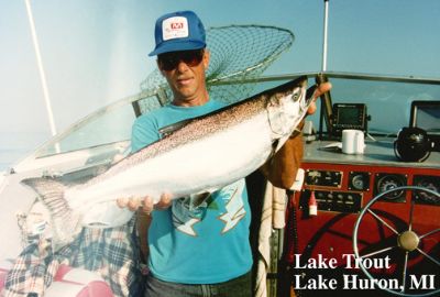 Danny Latorski and lake trout, Lake Huron